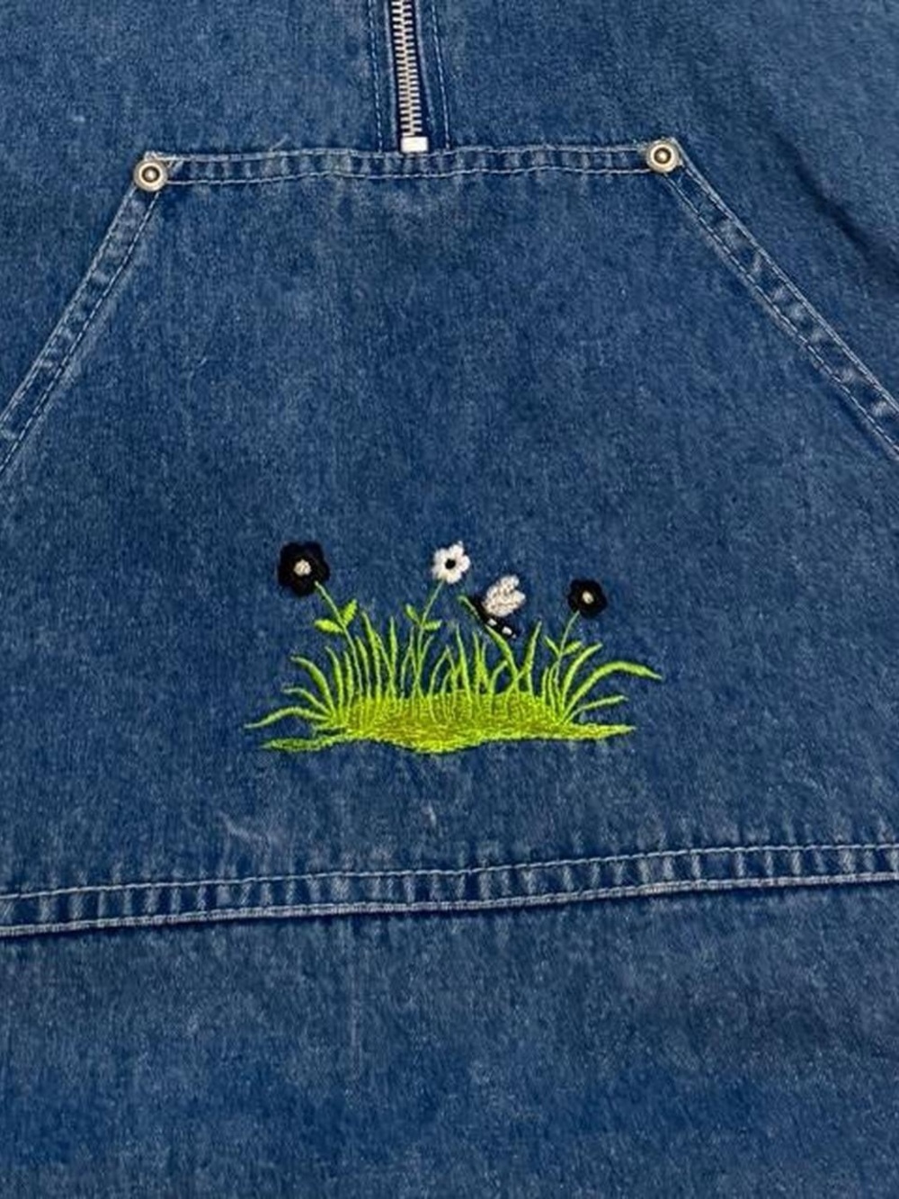 Vintage Blue Embroidered Denim Midi Dress - Picture 5 of 6